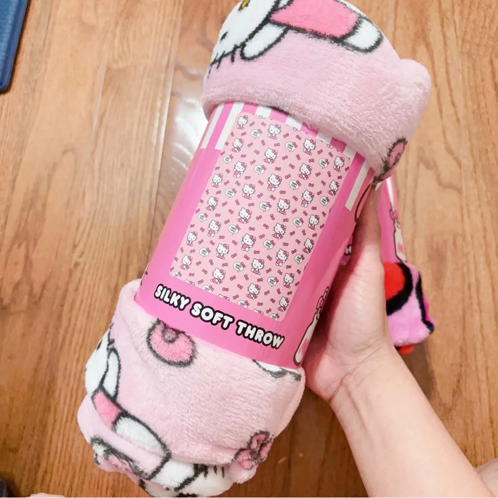 2x Hello Kitty Face More Bows Please Plush Silk Touch Throw Blanket 46